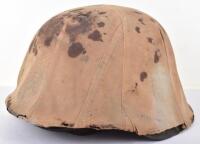 German M-42 Pattern Steel Combat Helmet with Original Field Made Camouflaged Cover