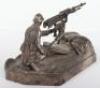 WW1 Commemorative Desk Piece in form of a French Machine Gunner in Combat - 5