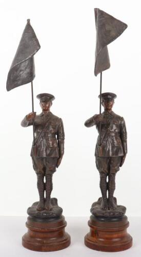 Pair of Spelter Figures of Flag Bearers