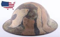WW1 British Steel Brodie Helmet Issued to Early American Troops with Camouflage Paint Finish
