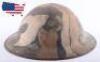 WW1 British Steel Brodie Helmet Issued to Early American Troops with Camouflage Paint Finish