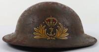 Extremely Rare Hong Kong Made WW2 British Royal Navy Port Defence Hong Kong Steel Combat Helmet