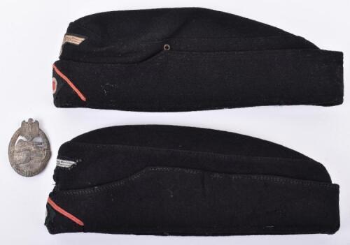 Third Reich Panzer NCO&rsquo;s Overseas Caps & Combat Badge Grouping