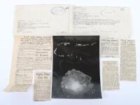 Paperwork and Newspaper Clippings Relating to RAF Night Fighter Ace Flight Lieutenant R P Stevens DFC & Bar