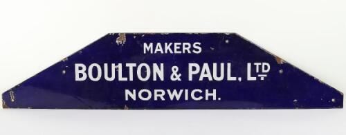 Enamel Factory Sign for Aircraft Manufacturers Boulton & Paul Ltd Norwich