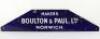 Enamel Factory Sign for Aircraft Manufacturers Boulton & Paul Ltd Norwich