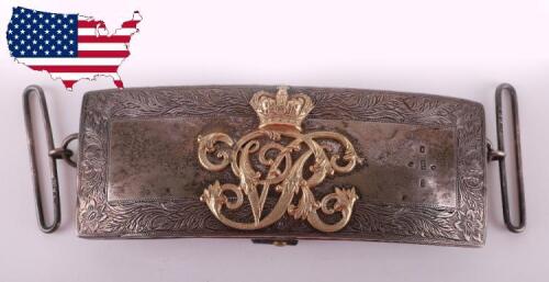 Hallmarked Silver 3rd Kings Own / 4th Queens Own Hussars Officers Cross Belt Pouch