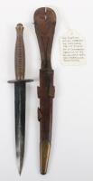 British WW2 3rd Pattern Fairbairn Sykes (F.S) Commando Knife Belonging to Corporal Leslie “Tubby” Finnis No4 Commando, Wounded in North West Europe 1944