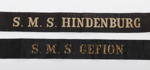 2x German Kaiserliche Marine Cap Tallies