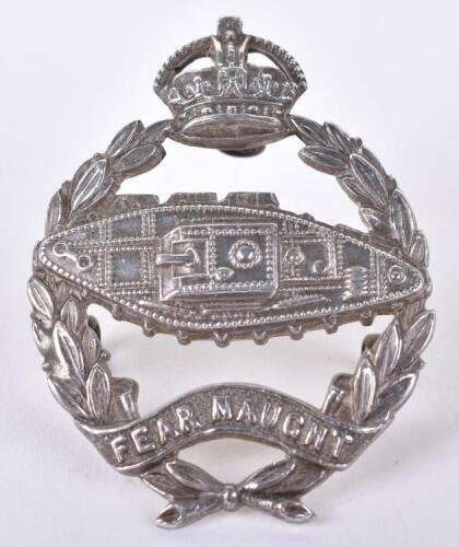 WW2 1941 Hallmarked Silver Royal Tank Regiment Officers Cap Badge