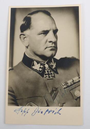 Signed Postcard Photograph of SS-Oberstgruppenfuhrer Josef Sepp Dietrich