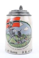 WW2 German Army Beer Stein 17. (E) Komp Infanterie Regiment Nr42