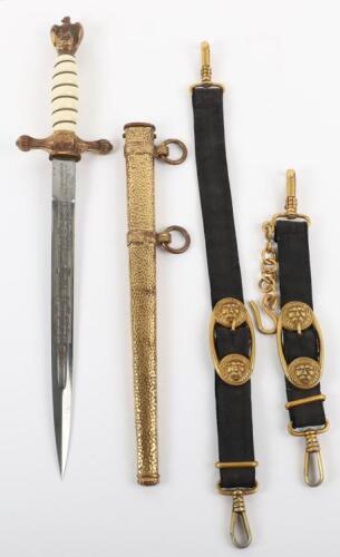 WW2 German Kriegsmarine Officers Dress Dagger of Kapitan zur See Hugo Freiherr von Lamezan, Final Commander of the German Naval Base in Sandnessjöen, Norway