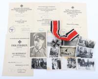 WW2 German 1939 Knights Cross of the Iron Cross Award and Citation Grouping to Wachtmeister Alfred Sekund 6 / Artillery Regiment Nr 11, 11th Infantry Division, Awarded for Gallantry on the Eastern Front During the Battle of Narva (Latvia) and in the Kurla
