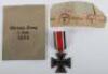 WW2 German 1939 Iron Cross 2nd Class with Paper Packet of Issue