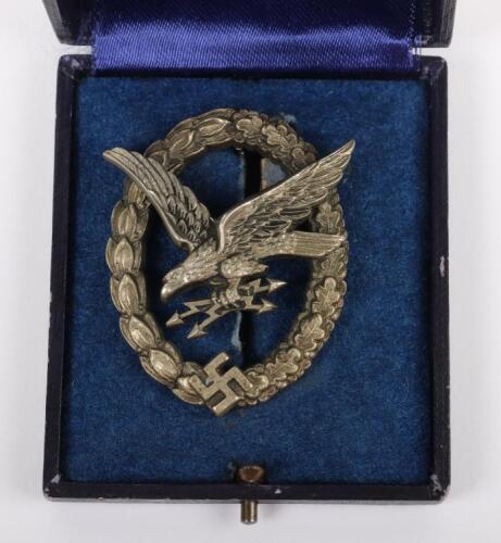 WW2 German Luftwaffe Radio Operator / Air Gunners Qualification Badge in Original Case of Issue by Jmme & Sohne, Berlin
