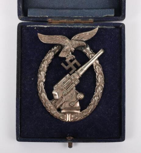 WW2 German Luftwaffe Flak Badge by C E Juncker Berlin in Original Case of Issue