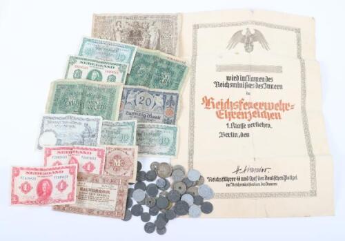 Third Reich Fire Service Award Citation with Heinrich Himmler Facsimile Signature