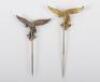 2x Luftwaffe 1st Pattern Droop Tail Eagle Stickpins - 3