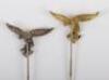 2x Luftwaffe 1st Pattern Droop Tail Eagle Stickpins - 4
