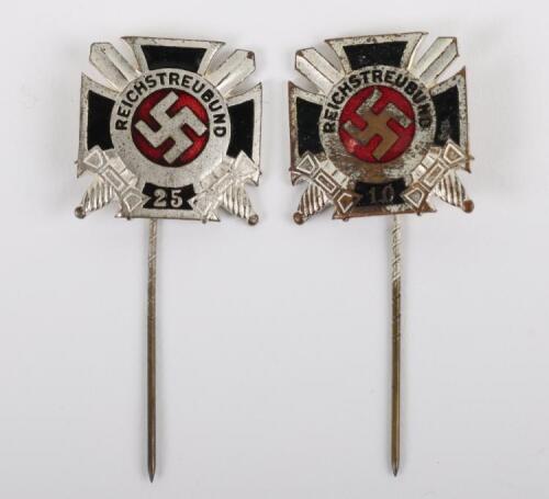 2x Variations of Third Reich Reichstreubund (Former Soldiers) Membership Pins