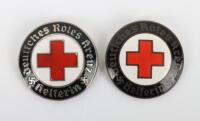 2x Third Reich German Red Cross (D.R.K) Helferin Badges