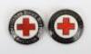 2x Third Reich German Red Cross (D.R.K) Helferin Badges