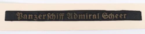 WW2 German Kriegsmarine Panzerschiff Admiral Scheer Cap Tally