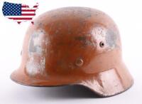 WW2 German Luftwaffe M-35 Steel Combat Helmet with Italian / Southern France Camouflaged Paint Finish