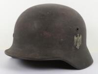 WW2 German Army M-40 Pattern Single Decal Steel Combat Helmet