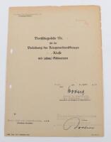 Interesting WW2 German Luftwaffe Document which is Signed by Luftwaffe General Gunther Korten who Died of Wounds After the Failed Assassination Attempt on Adolf Hitler known as the 20th July Bomb Plot