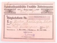 Third Reich NSDAP Party Members Card