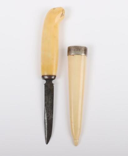 A Norwegian Carved Walrus Tusk Sheath Knife