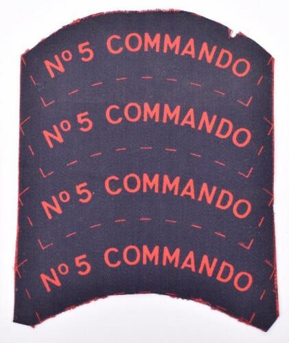 Rare Un-Cut Set of Four WW2 Printed No5 COMMANDO Cloth Shoulder Titles