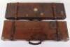 Good Quality Brass Bound Leather-Covered Fitted Mahogany Gun Case for a Double Barrel Shotgun