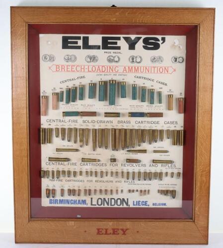 Eley&rsquo;s Shop Advertising Oak Display Case of Assorted Breech-Loading Ammunition