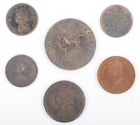 British India, Victoria (1837-1901), Half Rupee 1893, Quarter Rupee 1862, Two Annas 1841, 1878 and 1887, 1/12 Anna 1897