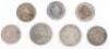 British Colonies, Victoria (1837-1901), Hong Kong, 10 Cents 1898 and 1899, 5 Cents 1899 and 1900, 1904 and 1933, and a Ceylon 1893 10 Cents