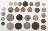 Selection of coins including Elizabeth I 1568 Sixpence, another Elizabeth I Sixpence, William IV 1834 Halfcrown,