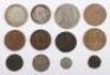 A selection of coins including 1902 Shilling, 1906 Florin, 1807 Halfpenny