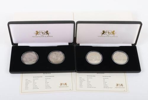 Four cased USA silver Dollars, including 1878, 1921 and 1921 and 1935