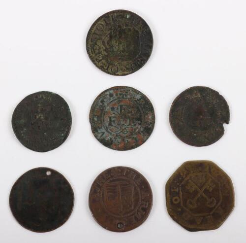 17th Century, Halfpennies, The Armes of Bristol, 1652, The Armes of Bathe 1670 (pierced)