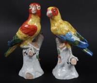 Two Dresden porcelain parrots