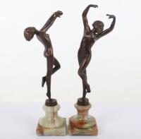 Josef Lorenzl attributed pair of Austrian Art Deco style bronze dancing nude girl statues