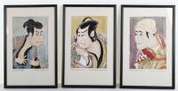 Three Japanese 20th century paintings after Toshusai Sharaku
