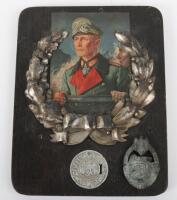 A WWII German plaque of a picture of Field Marshall Rommel