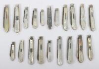 Twenty early 20th century silver and mother of pearl folding fruit knives