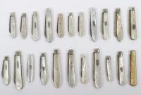 Twenty one early 20th century silver and mother of pearl folding fruit knives