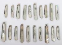 Twenty Victorian silver and mother of pearl folding fruit knives