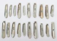 Twenty Victorian silver and mother of pearl folding fruit knives